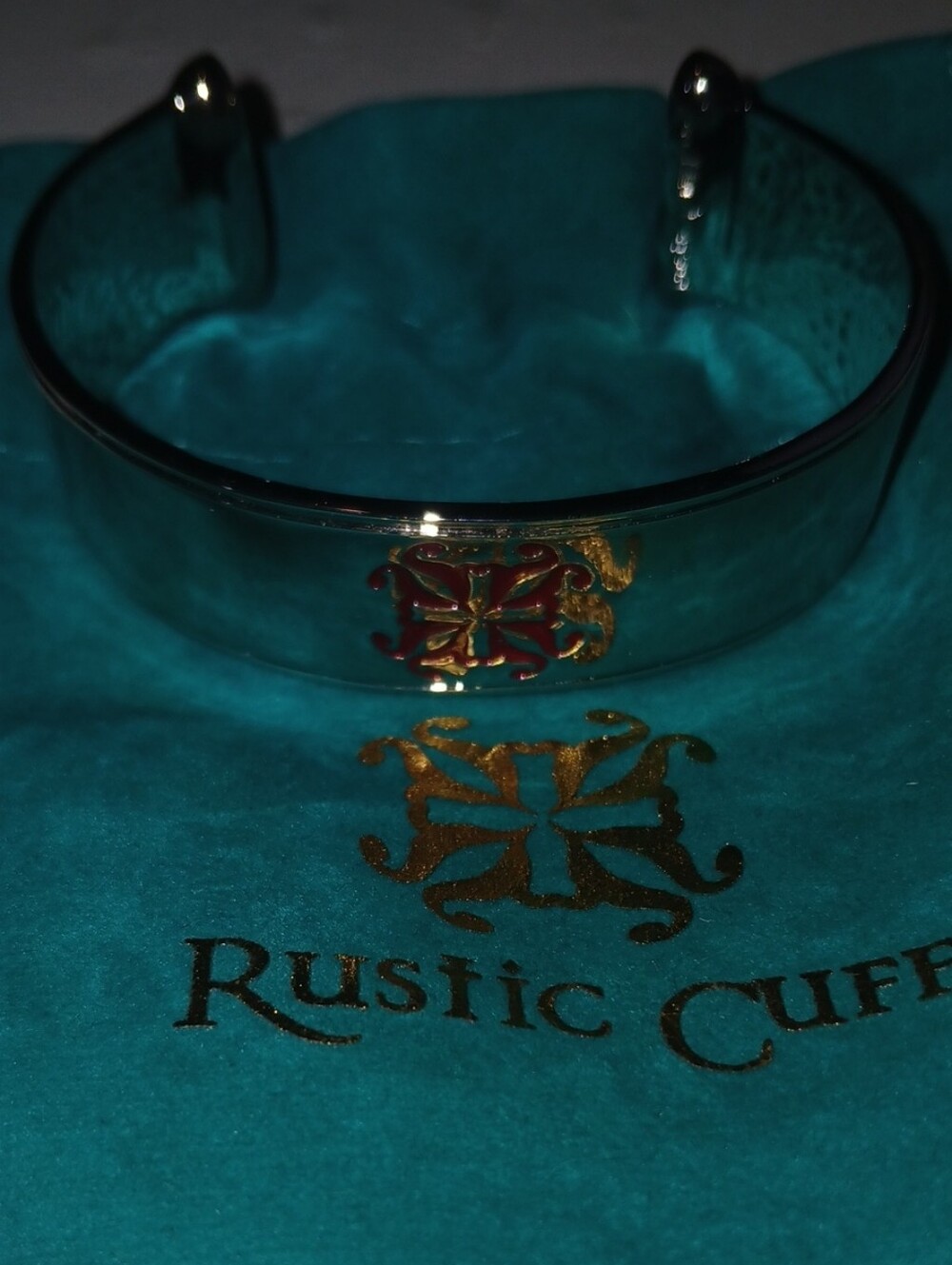 Rustic Cuff Silver Cuff Bracelet with Turquoise Brand Pouch